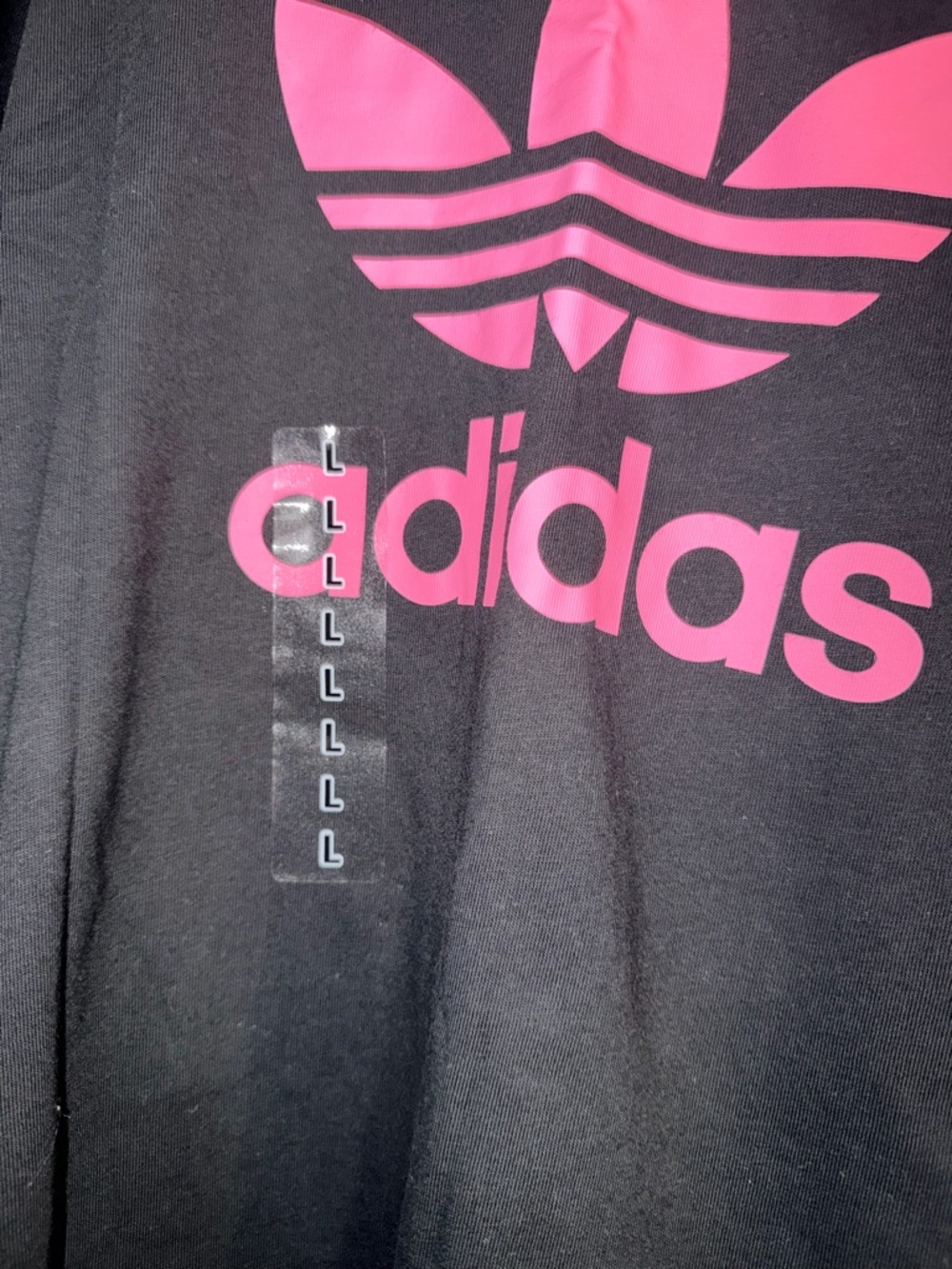 adidas Black T-Shirt with Pink Trefoil Logo NWT - Picture 2 of 4